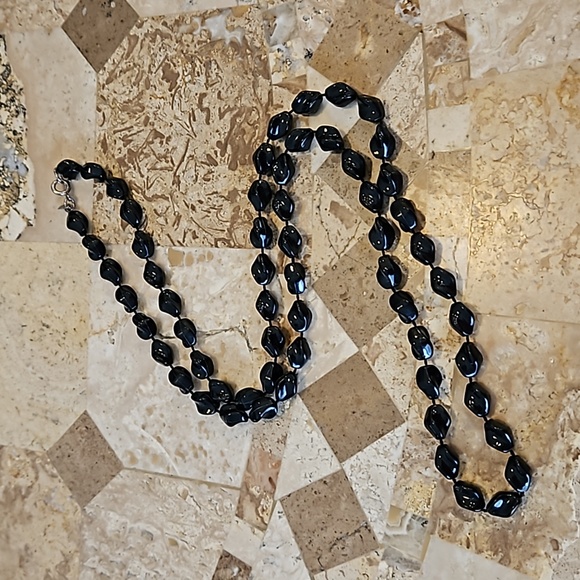 Sarah Coventry Jewelry - Sarah Cov Signed Tag Long Black Plastic Lucite? Beaded Bead Necklace Coventry